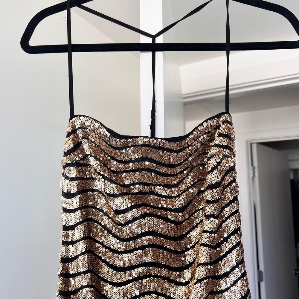 H:ours Lexie Gold Midi Dress- XS - Picture 4 of 12
